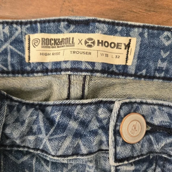 Rock And Roll Hooey Aztec High Rise Trouser Jeans Womens Size 33x32 Western - Picture 5 of 10